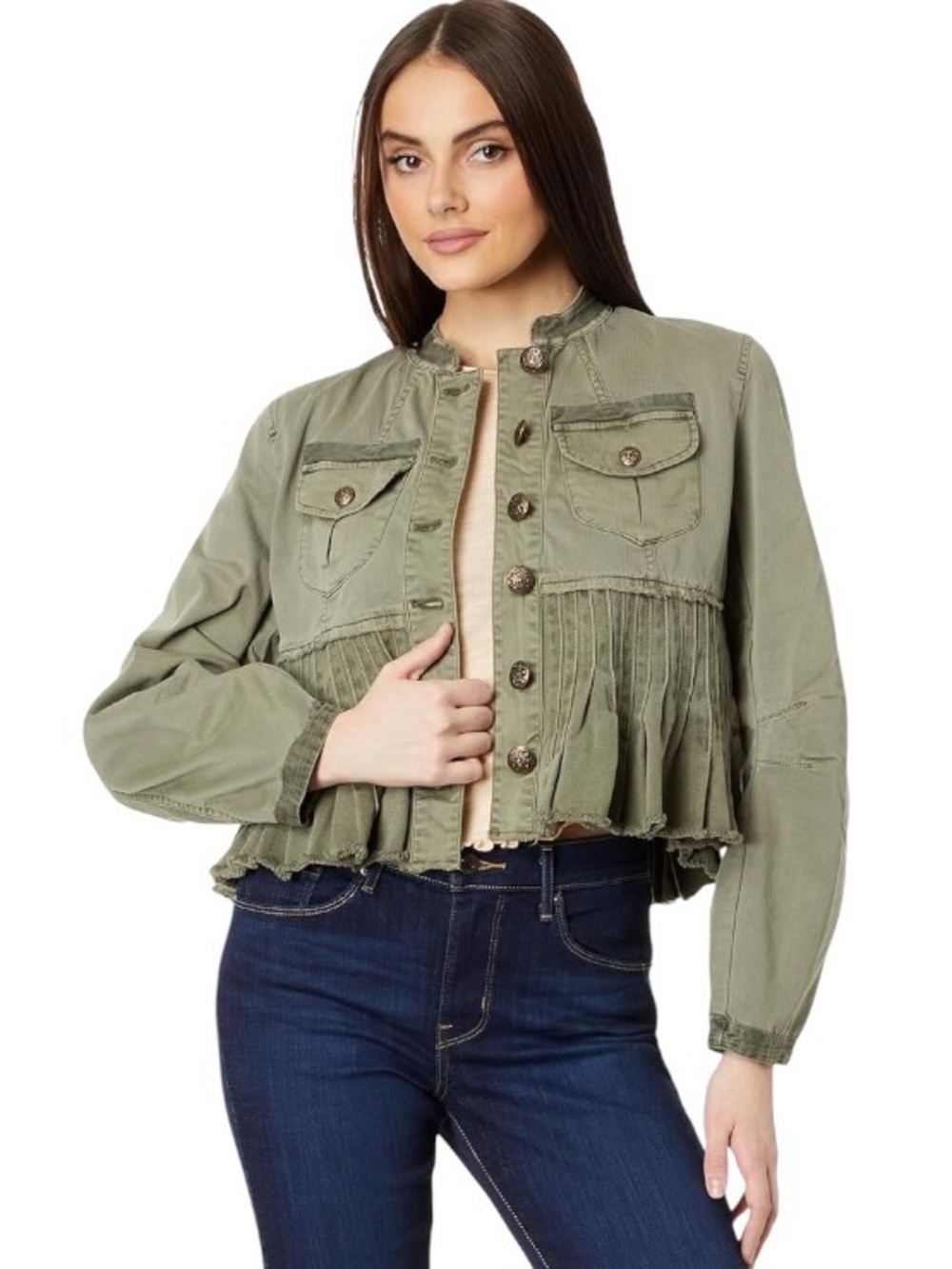 Free People Cassidy Pleated Denim Jacket